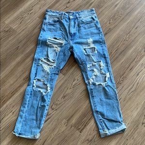 High waist ripped denim jeans
